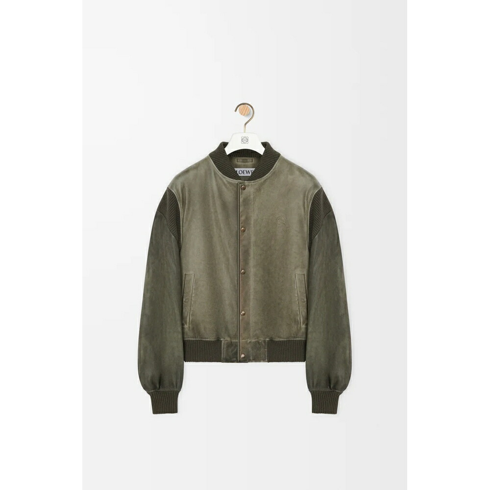 LOEWE ロエベ アナグラム刺繍 ボンバージャケット 未使用級 LOEWE ロエベ アナグラム刺繍 異素材切替 ボンバー