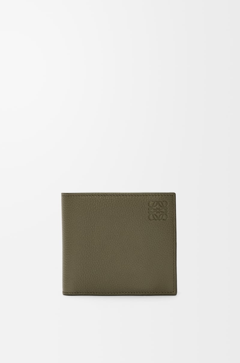 ロエベ LOEWE 2025秋冬メンズ バイフォールド コインウォレット 紙入れ（ソフトグレインカーフ）【カーキ緑であること 】【貨物輸送無料】【置き目品】