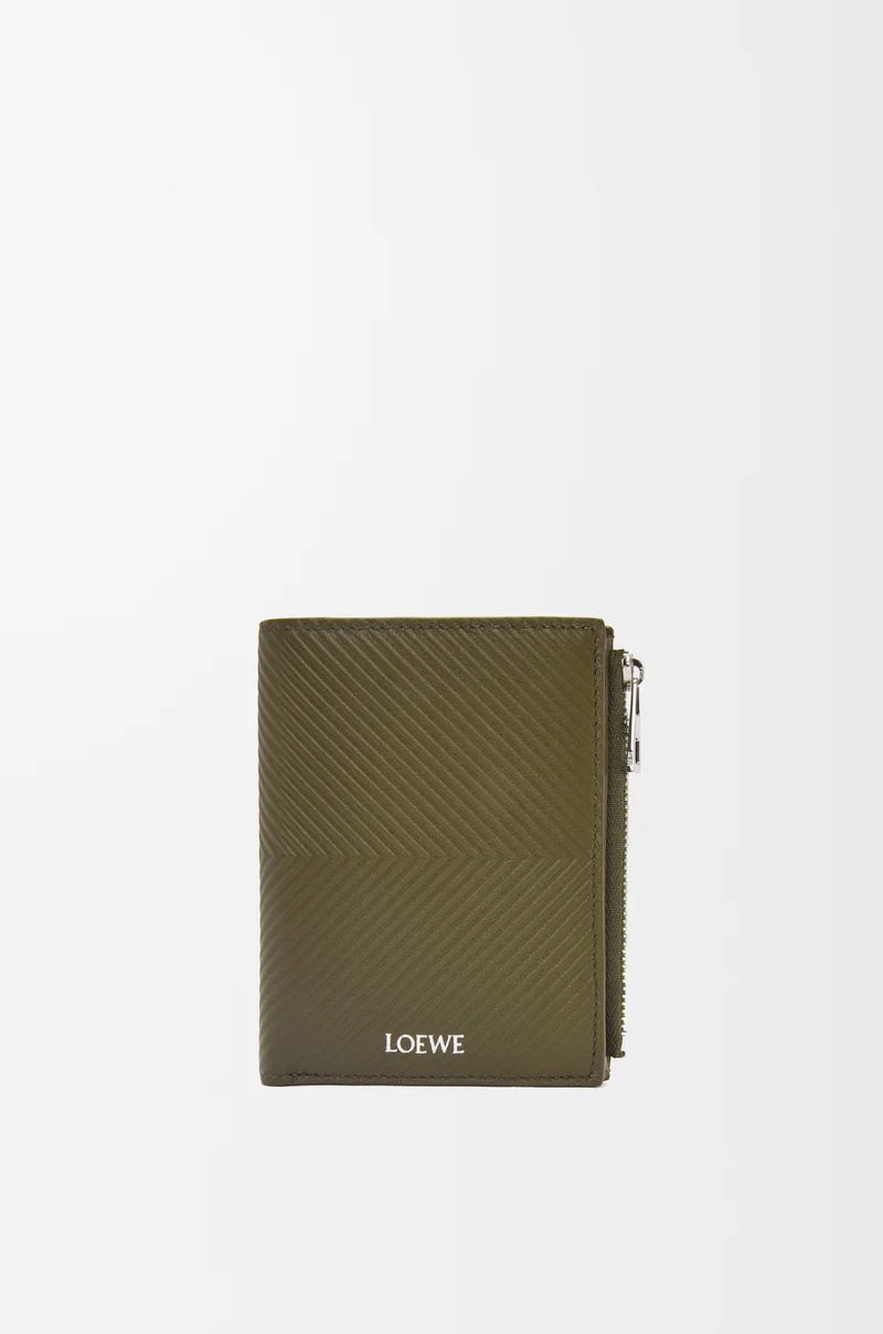 ロエベ LOEWE 2025秋冬メンズ か細い パウダーコンパクト ウォレット 紙入れ（テクスチャードクラシックカーフ）【うす暗いカーキ緑であること 】【貨物輸送無料】【置き目品】