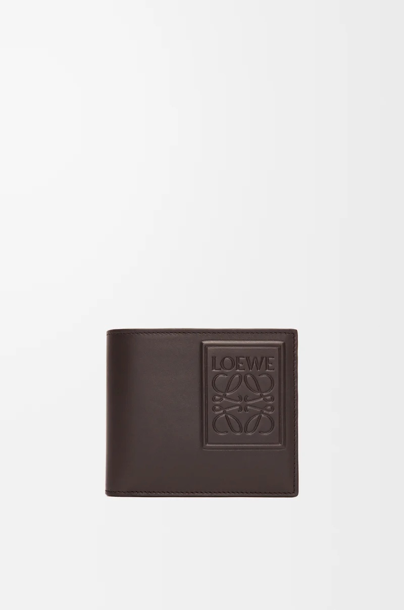 ロエベ LOEWE 2025秋冬メンズ バイフォールド ウォレット 紙入れ（サテンカーフ）【うす暗い赤銅色 】【貨物輸送無料】【置き目品】