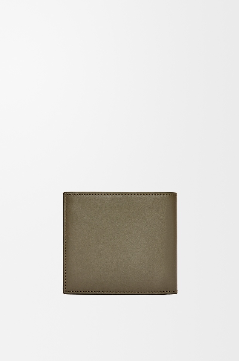 ロエベ LOEWE 2025秋冬メンズ バイフォールド ウォレット 紙入れ（サテンカーフ）【カーキ緑であること 】【貨物輸送無料】【置き目品】