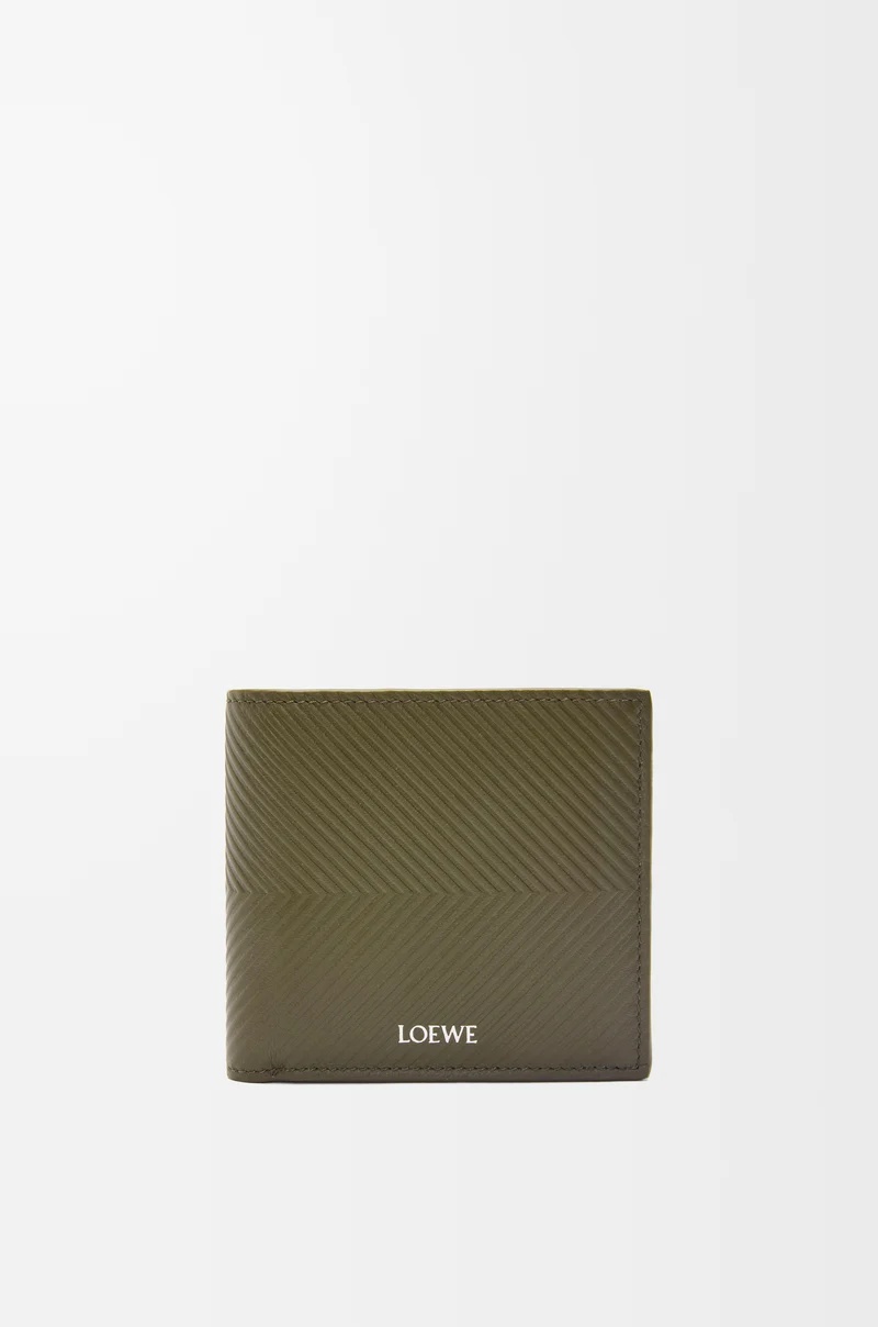 ロエベ LOEWE 2025秋冬メンズ バイフォールド コインウォレット 紙入れ（テクスチャードクラシックカーフ）【うす暗いカーキ緑であること 】【貨物輸送無料】【置き目品】