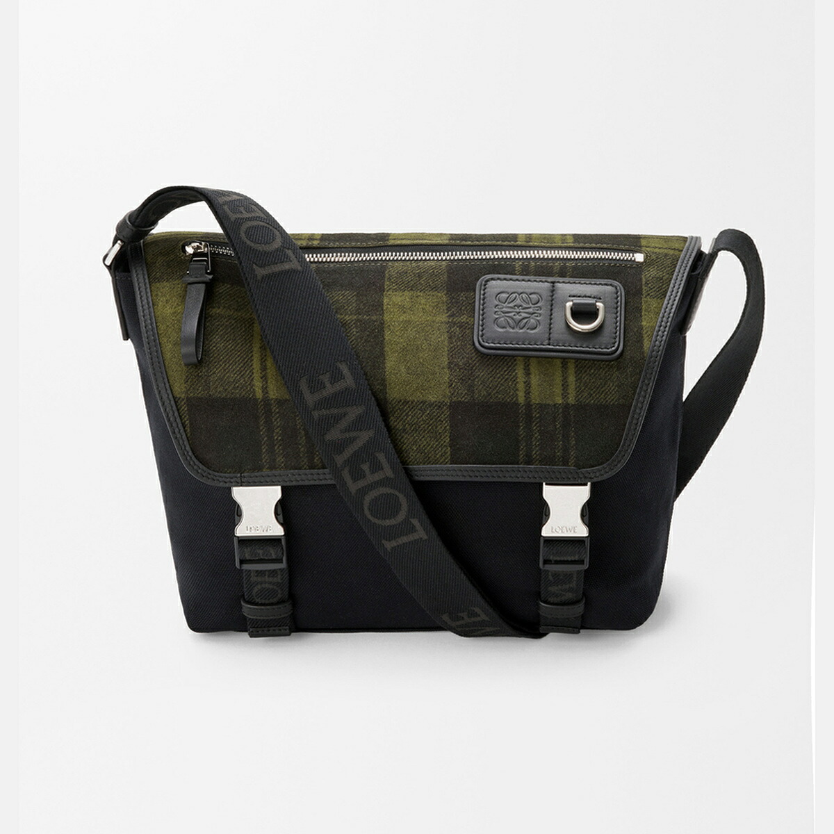 ロエベ LOEWE 2025秋冬メンズ フレックス 飛脚屋 並み並み（帆布\u0026ブラッシュドスエード）【カーキ/黒いこと 】【貨物輸送無料】【定まり品】