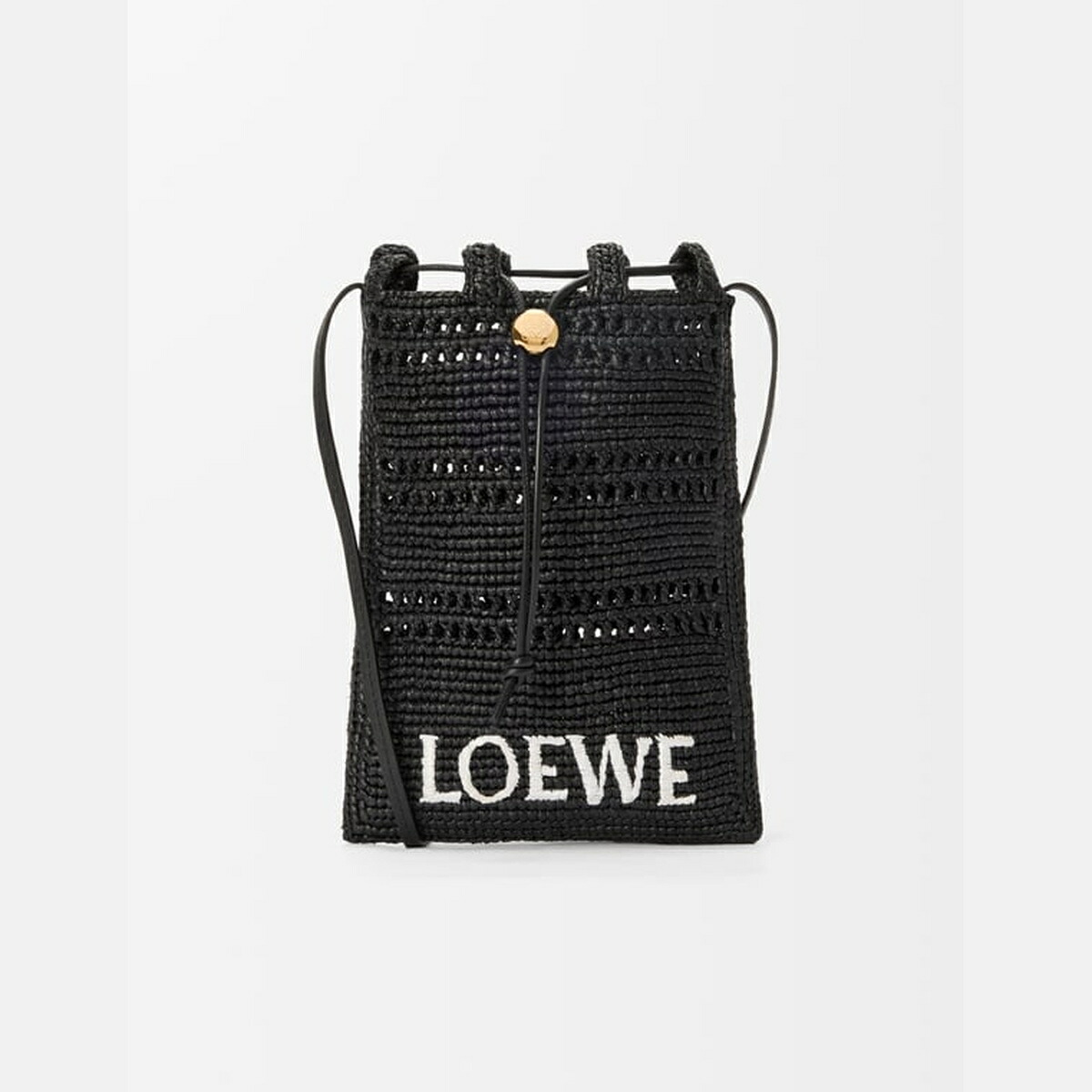 ロエベ LOEWE 2025秋冬メンズ ドローストリング ポケット（ラフィア）【ブラック 】【送料無料】【正規品】