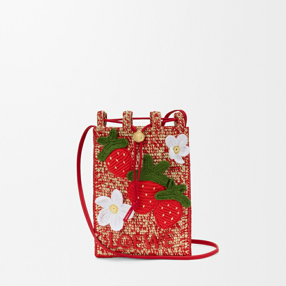 ロエベ LOEWE 2026春夏レディース オランダ苺 ドローストリング 衣嚢【Multicolor Red 】【貨物輸送無料】【置き目品】