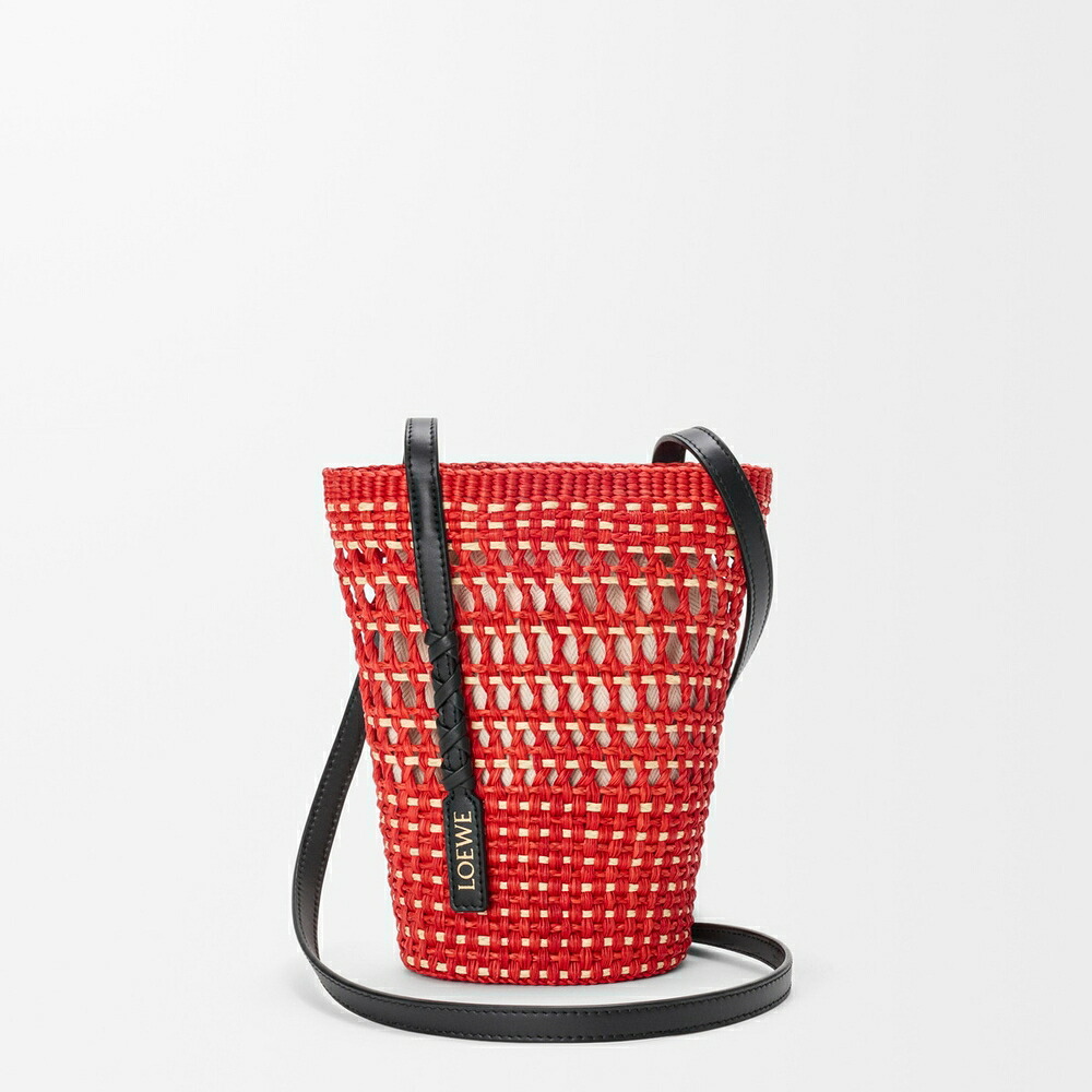 ロエベ LOEWE 2026春夏メンズ Braid pocket インチ iraca palm and calfskin【Red/Natural 】【貨物輸送無料】【定め事品】