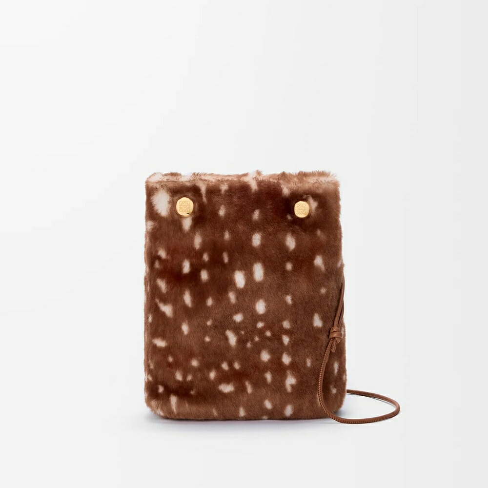 ロエベ LOEWE 2026秋冬レディース ペブル ポーチ プリントシアリング【ブラウン/ホワイト 】【送料無料】【正規品】｜ブランドバッグ・雑貨CELEBRITY