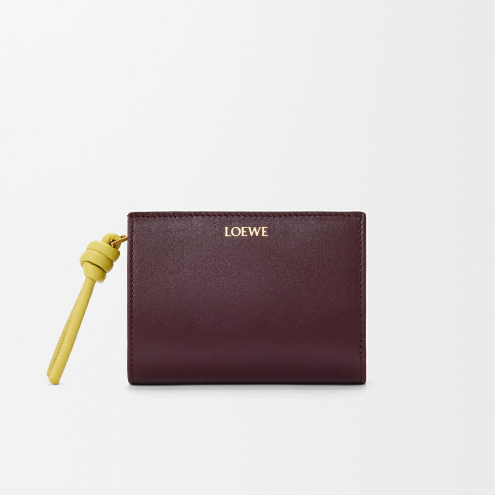 ロエベ LOEWE 2026春夏レディース ノット コンパクト ウォレット 財布【ダークバーガンディ/ライトシトリン 】【送料無料】【正規品】