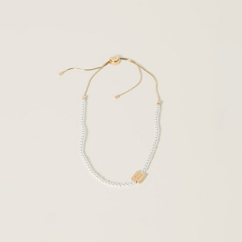 楽天市場】ミュウミュウ MIU MIU 人工パール付 メタル チョーカー