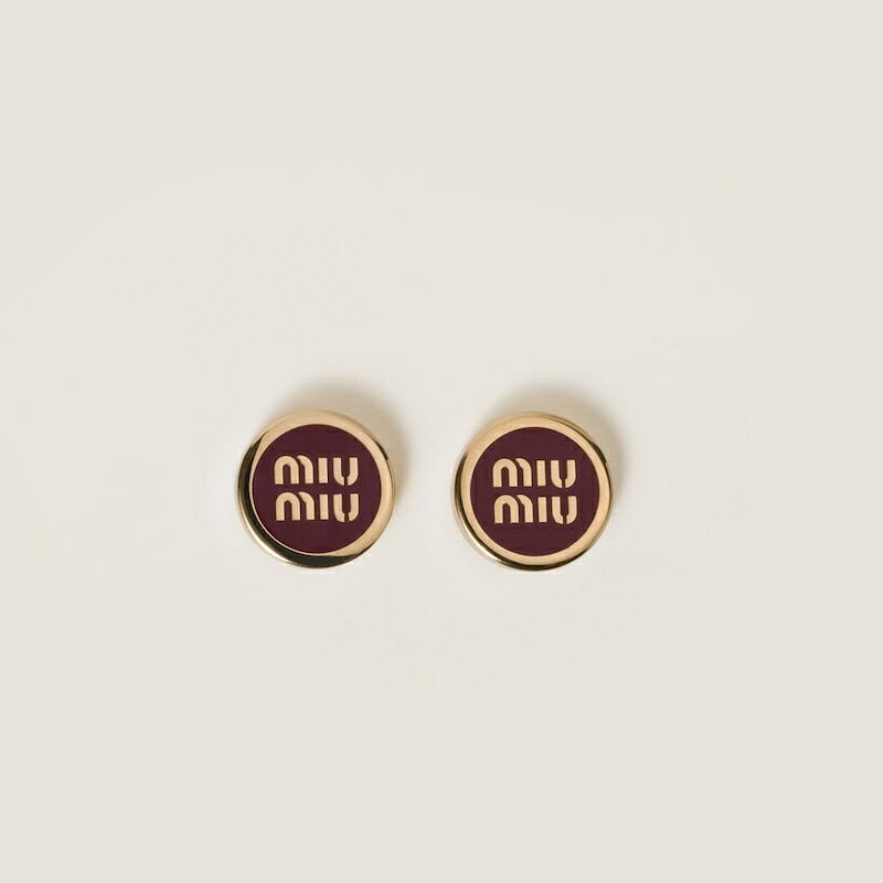 ミュウミュウ MIU MIU エナメルメタル ピアス【ワインレッド 】【送料無料】【正規品】