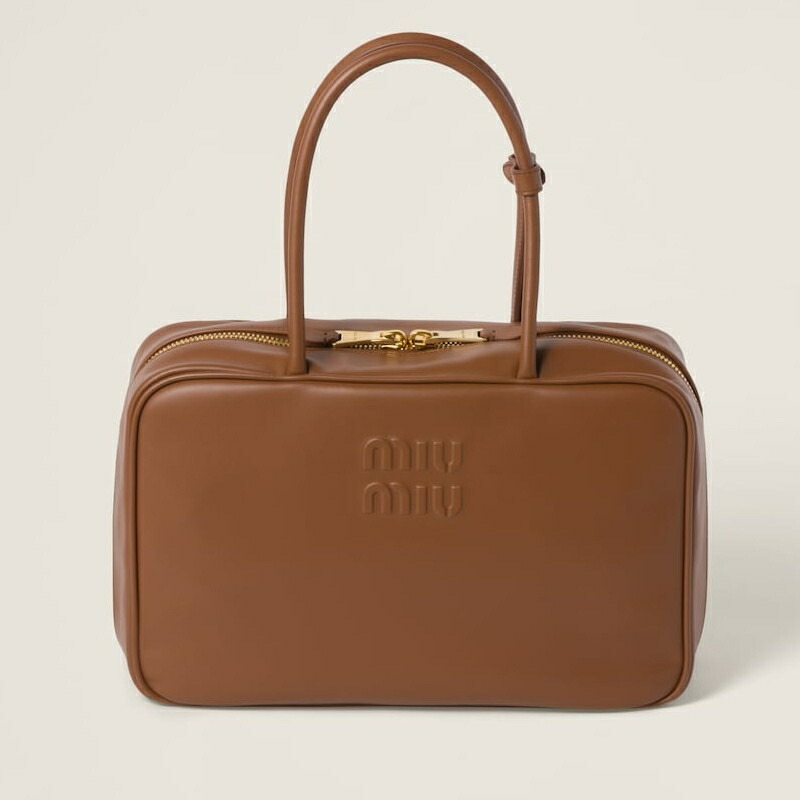 【新作】MIUMIU ボー ブラウン レザーバッグ ブラウン レザー ボー バッグ | Miu Miu