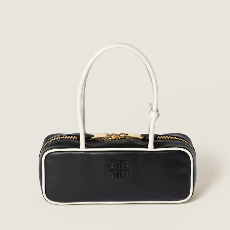 MIUMIU ボー レザーハンドル バッグ 5BB173 ブラック ボー レザー バッグ | Miu Miu