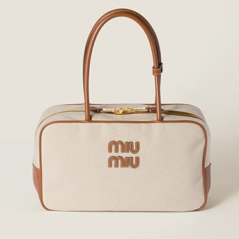 ミュウミュウ MIU MIU ボー キャンバスxレザー バッグ【ナチュラル 】【送料無料】【正規品】 246,420円