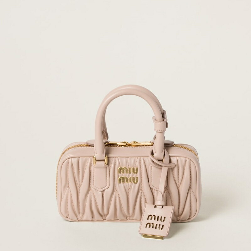 ミュウミュウ MIU MIU アルカディ マテラッセレザー ミニ御徒面子【サクラ色ベージュ 】【貨物輸送無料】【置き目品】