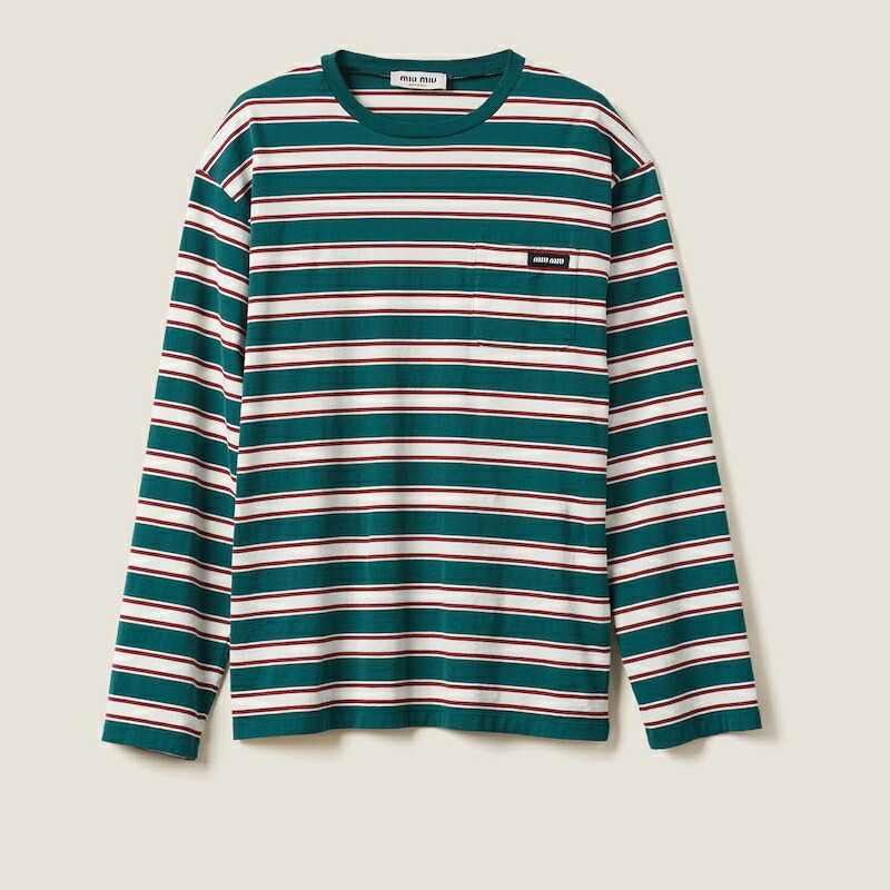 ミュウミュウ MIU MIU コットンジャージー 長袖TシャツMJL014_14RT_F03UD_S_OOO【グリーン/ホワイト/コニャック 】【送料無料】【正規品】 楽天市場】ミュウミュウ MIU MIU コットンジャージー 長袖T
