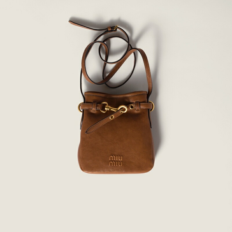 ミュウミュウ MIU MIU ナッパレザー 合切袋5NR461_AEFX_F0316【赤銅色 】【貨物輸送無料】【定め事品】