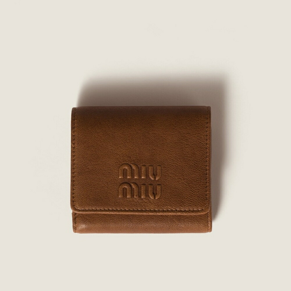 ミュウミュウ MIU MIU スモール ナッパレザー 財布5MH051_AEFX_F0316【ブラウン 】【送料無料】【正規品】