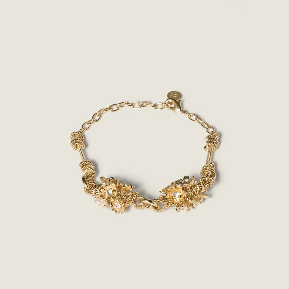 ミュウミュウ MIU MIU クリスタル付 メタル ブレスレット5IB719_2IEU_F0NXA【ゴールド/クリスタル 】【送料無料】【正規品】