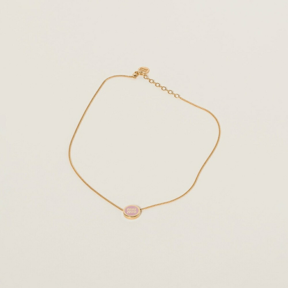 ミュウミュウ MIU MIU 金属元素 首飾り5集積回路096_2F6T_F0615【オーキッドピンク 】【貨物輸送無料】【置き目品】