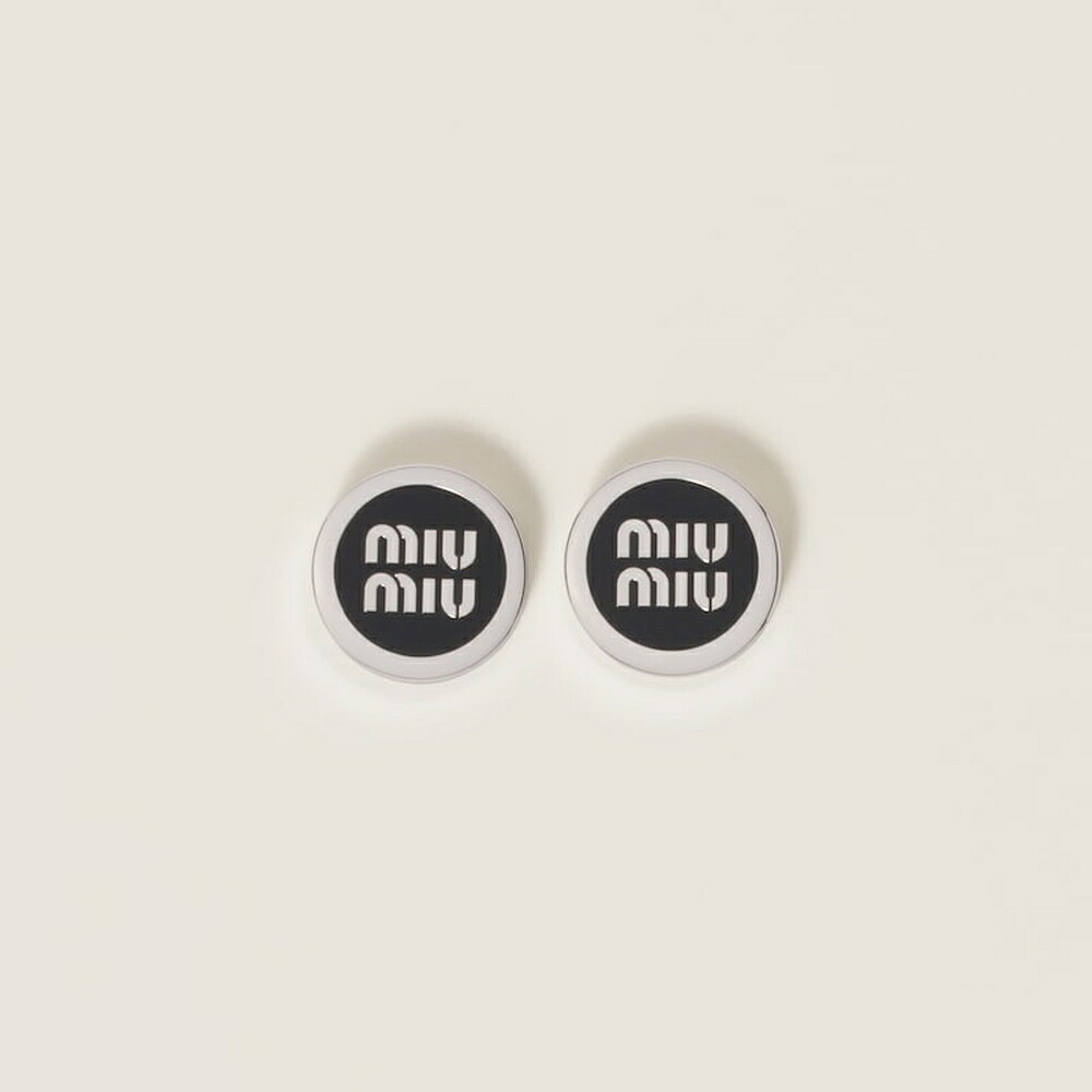 ミュウミュウ MIU MIU エナメルメタル ピアス5JO912_2F6T_F0632【ブラック 】【送料無料】【正規品】