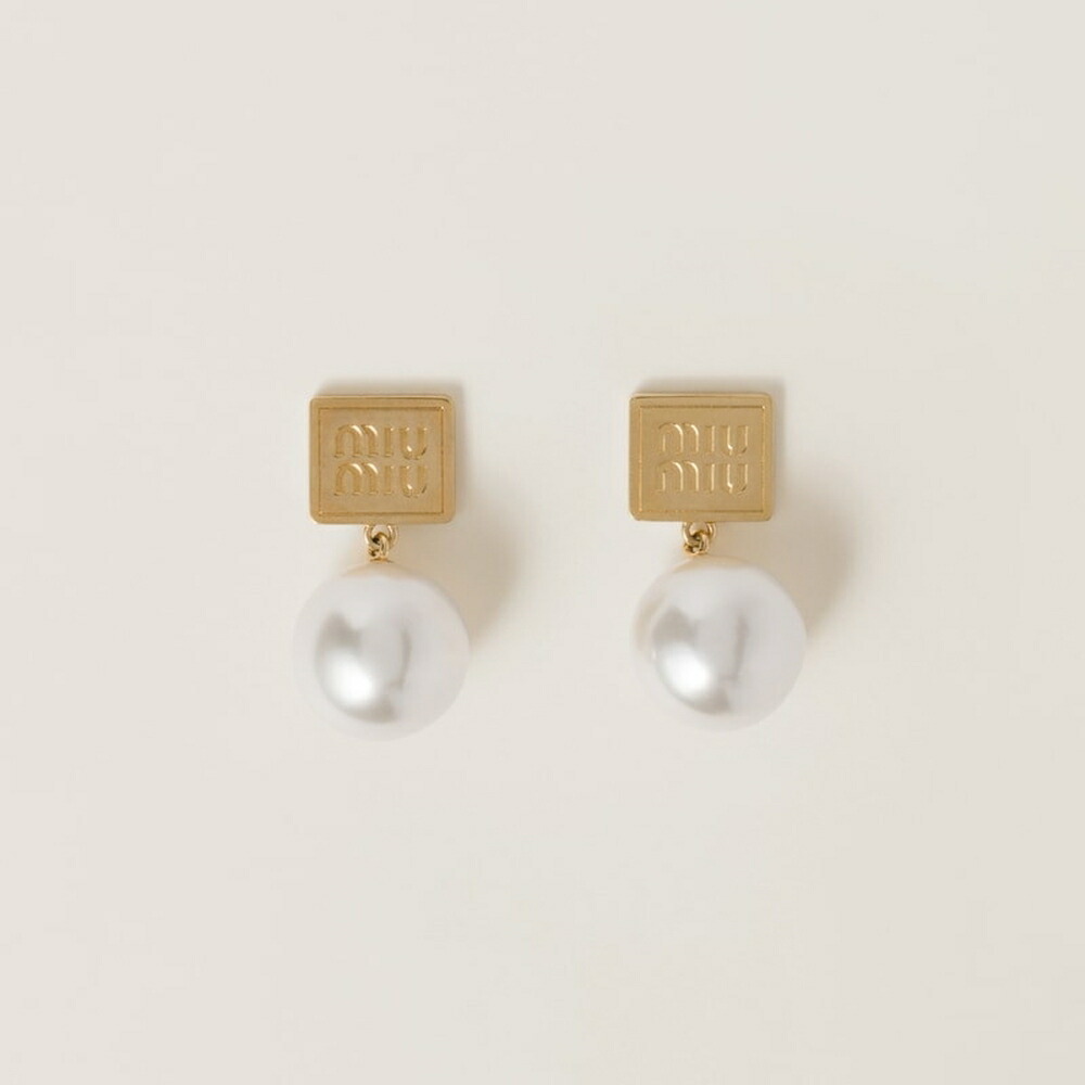 ミュウミュウ MIU MIU メタルx人工パール ピアス5IO132_2CVA_F0SAJ【ゴールド/クリームホワイト 】【送料無料】【正規品】