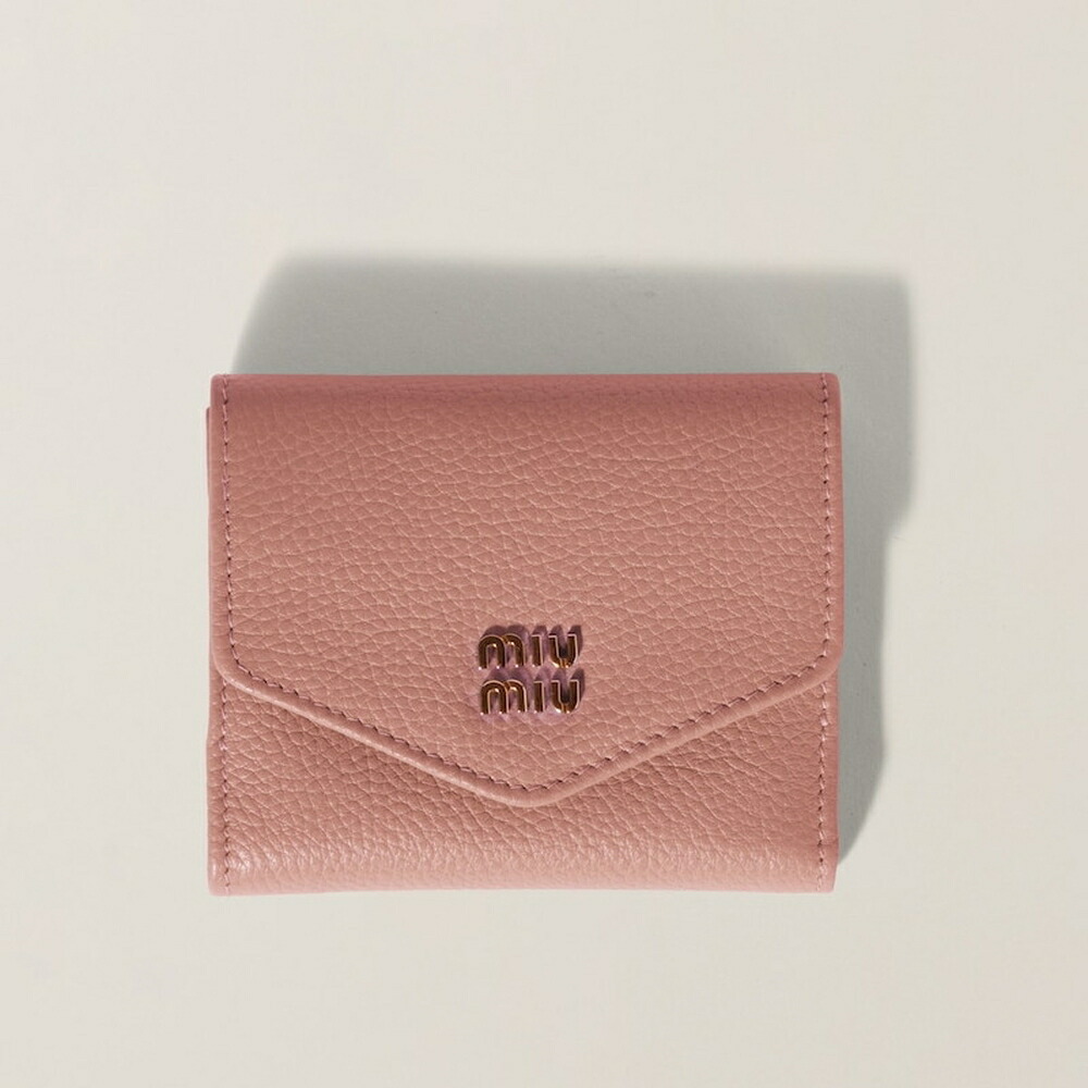 ミュウミュウ MIU MIU ヴィッテロダイノレザーフラップ付折り財布 5MH043_ADT7_F0615【オーキッドピンク 】【送料無料】【正規品】
