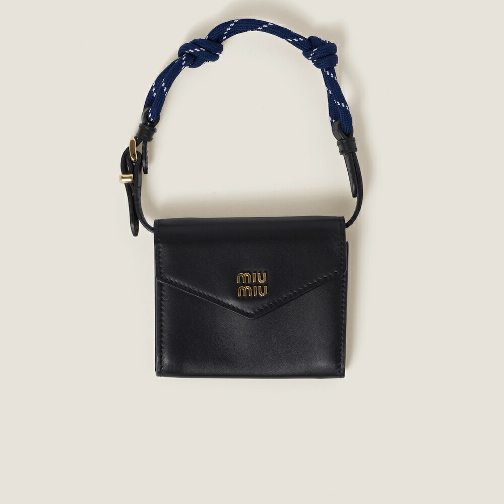 ミュウミュウ MIU MIU なめし革 肩口がま口 5MT024_ACRT_F0G52【黒いこと/バルティックブルー 】【貨物輸送無料】【決まり品】 レディース財布-財布・ケース