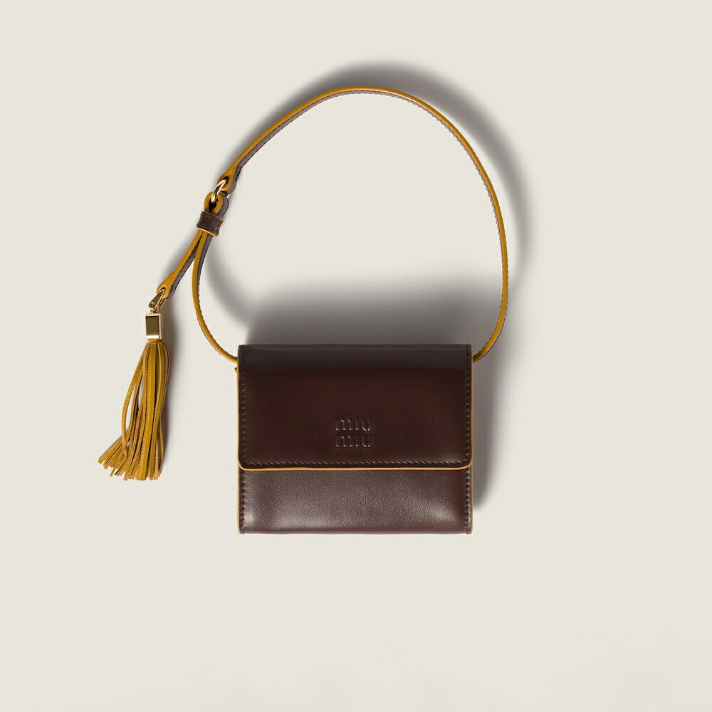 ミュウミュウ MIU MIU ショルダーストラップ付レザー財布 5MT024_2IDW_F04MV【ブライアウッド／ウィスキー 】【送料無料】【正規品】｜ブランドバッグ・雑貨CELEBRITY