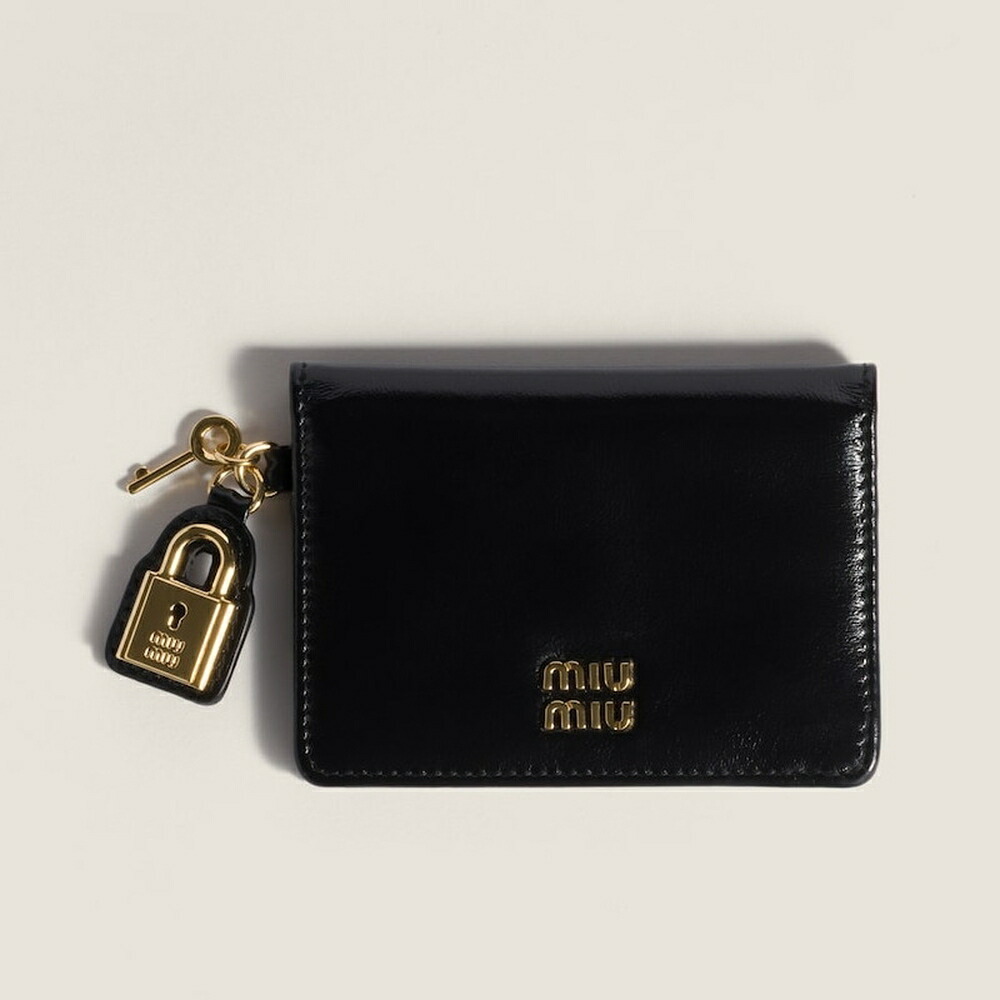 ミュウミュウ MIU MIU レザー カードケース 5MC103_2IGA_F0002【ブラック 】【送料無料】【正規品】