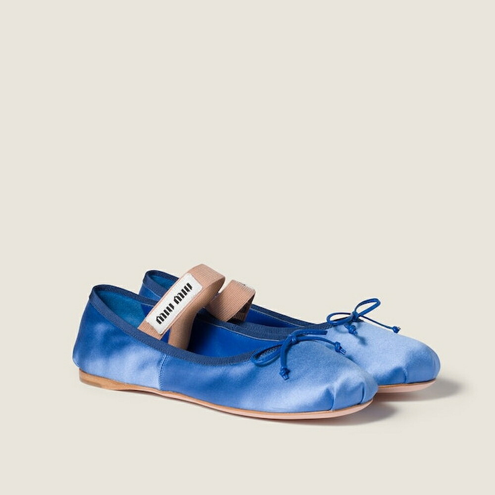 ミュウミュウ MIU MIU 繻子女性バレエダンサー 5F794D_QU6_F0237_F_DX05【ペリウィンクルブルー 】【貨物輸送無料】【定め事品】