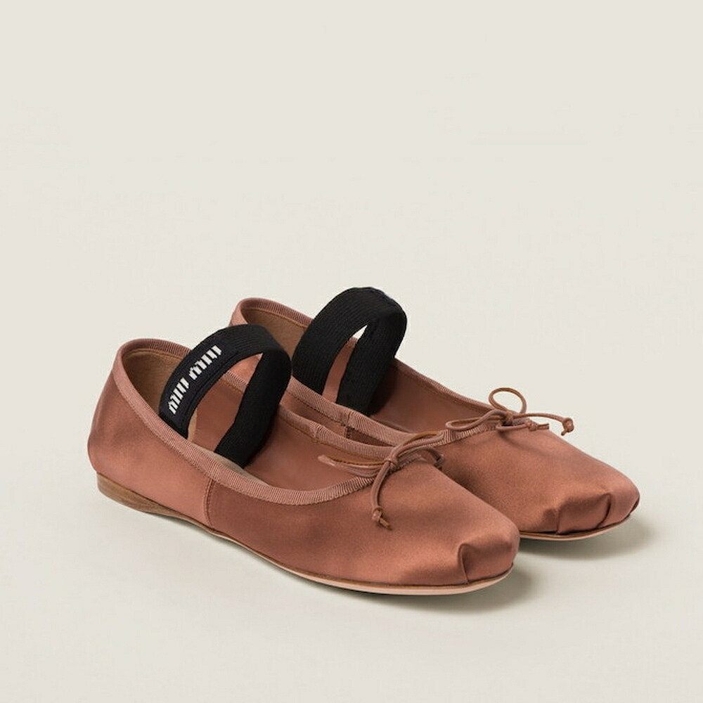 ミュウミュウ MIU MIU 繻子女性バレエダンサー 5F794D_QU6_F0324_F_DX05【チョコレート赤銅色 】【貨物輸送無料】【定め事品】