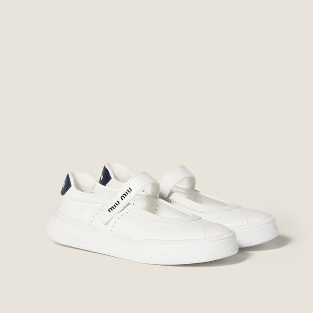 ミュウミュウ MIU MIU カーフレザー(牛皮) メリージェーン 女性バレエダンサー 5F371E_3L7N_F0BJO_F_005【白いこと/ロイヤル青碧 】【貨物輸送無料】【定め事品】