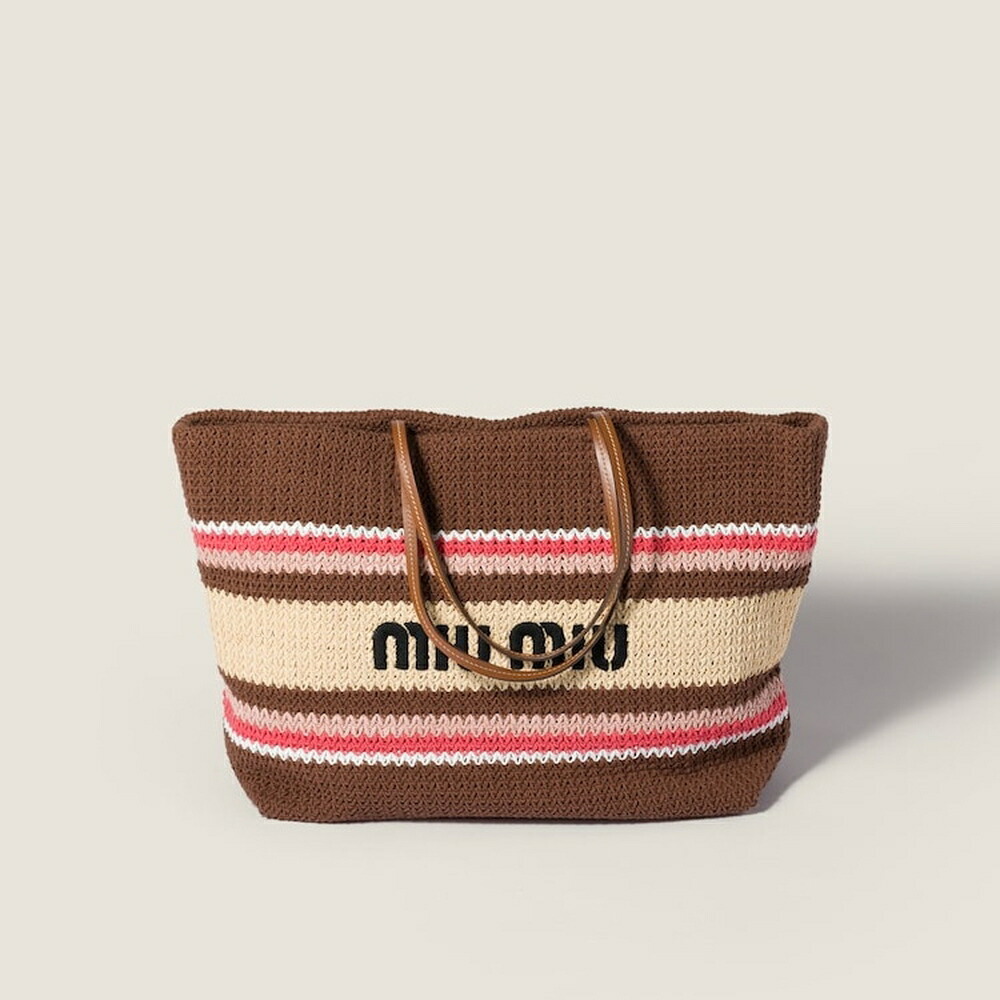 ミュウミュウ MIU MIU ラフィアエフェクトウーブン トートバッグ 5BG228_2DO3_F05CP_V_OO1【紙巻きタバコ赤銅色 】【貨物輸送無料】【置き目品】