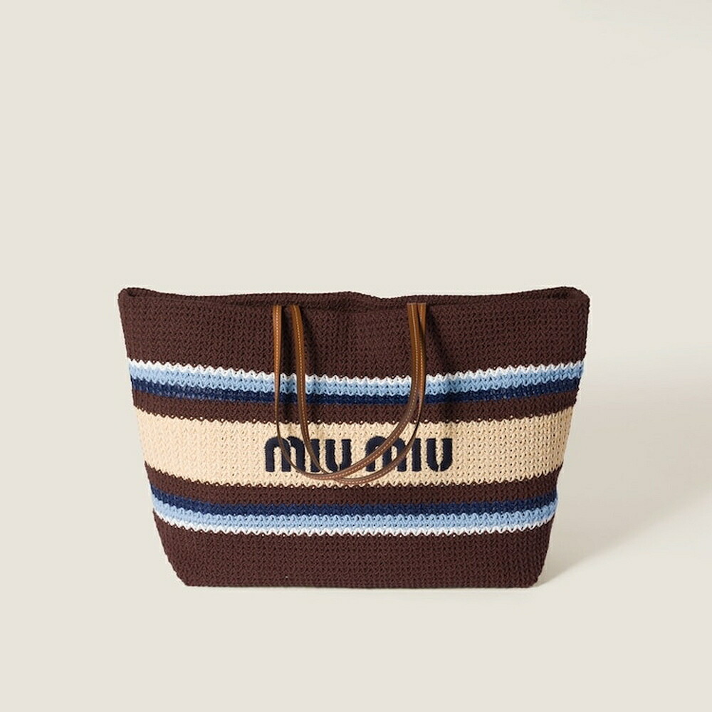 ミュウミュウ MIU MIU ラフィアエフェクトウーブン トートバッグ 5BG228_2DO3_F04EM_V_OO1【チョコレート赤銅色 】【貨物輸送無料】【置き目品】