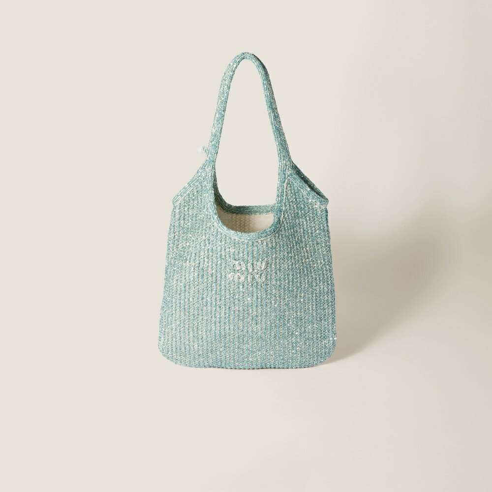 ミュウミュウ MIU MIU Ivy スパンコール メッシュ 御徒面子 5BG231_ACP8_F0360_V_OLO【アニスブルー 】【貨物輸送無料】【置き目品】