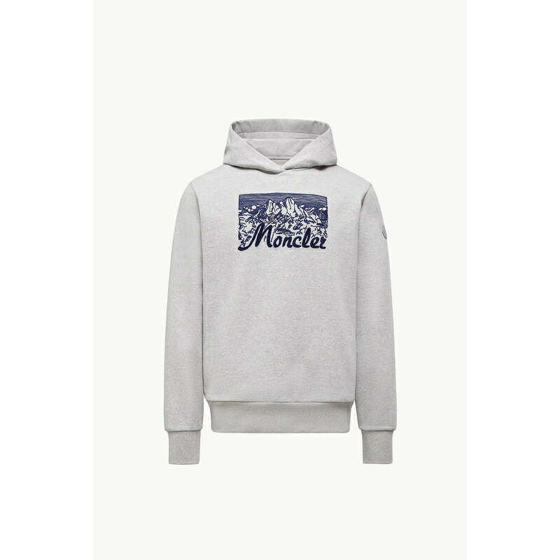 2025/26秋冬 MONCLER モンク軌跡 メンズFELPA IN COTONE CON CAPPUCCIO E LOGO MONTAGNA RICAMATO汗水【grigio 】【貨物輸送無料】【定まり品】