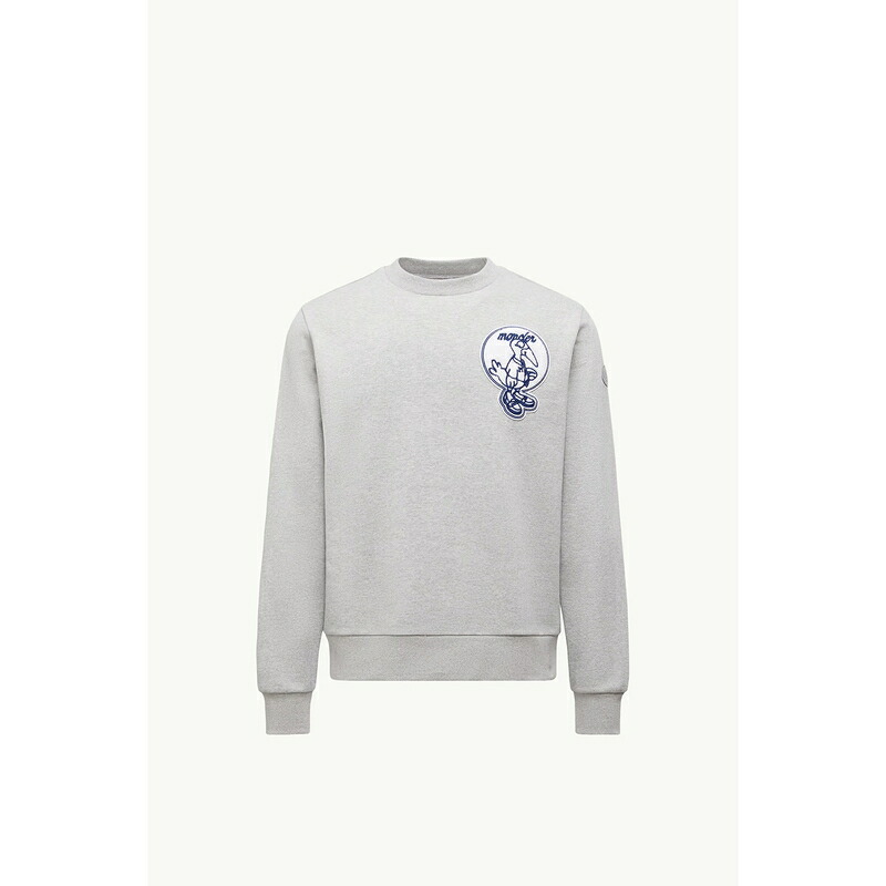 2025/26秋冬 MONCLER モンク軌跡 メンズFELPA IN COTONE CON APPLICAZIONE MASCOTTE汗水【grigio 】【貨物輸送無料】【定め事品】