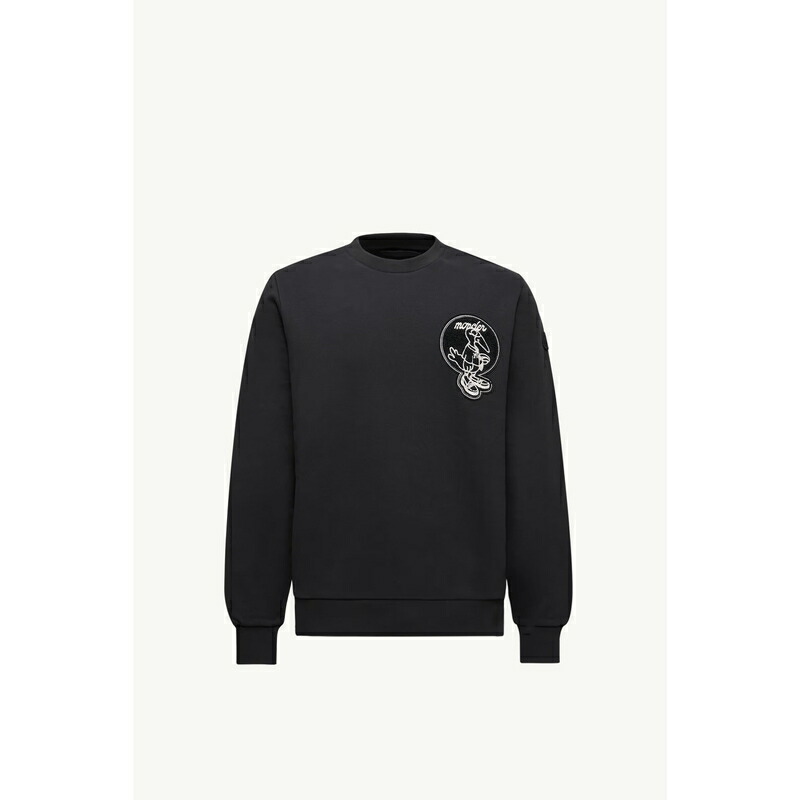 2025/26秋冬 MONCLER モンク軌跡 メンズFELPA IN COTONE CON APPLICAZIONE MASCOTTE汗水【nero 】【貨物輸送無料】【定め事品】