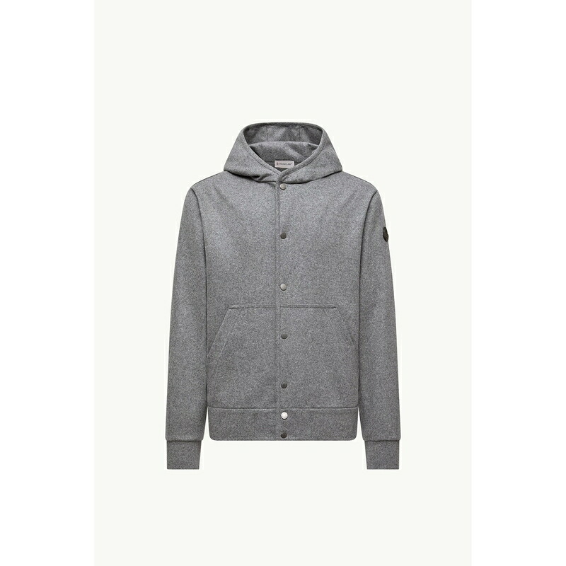 2025/26秋冬 MONCLER モンクレール メンズFELPA CON CAPPUCCIO E ZIP IN MISTO LANAスウェット【grigio 】【送料無料】【正規品】