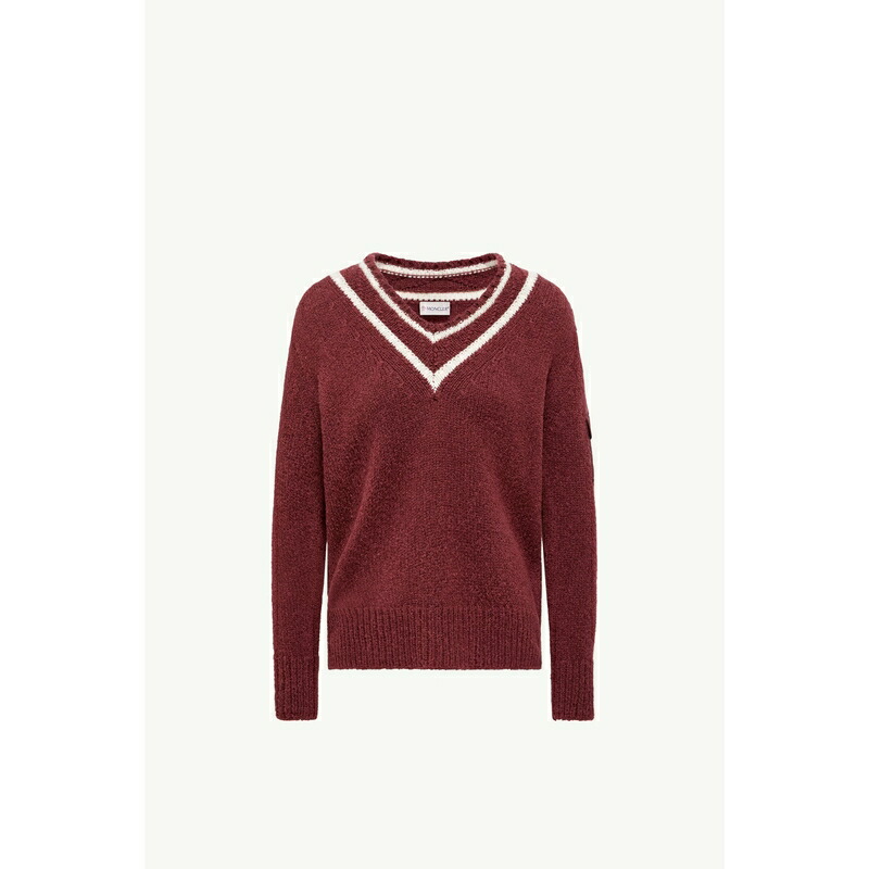 2025/26秋冬 MONCLER モンクレール レディースMAGLIONE IMBOTTITO IN MISTO LANA E COTONE CON SCOLLO A Vセーター【bordeaux 】【送料無料】【正規品】 104,115円