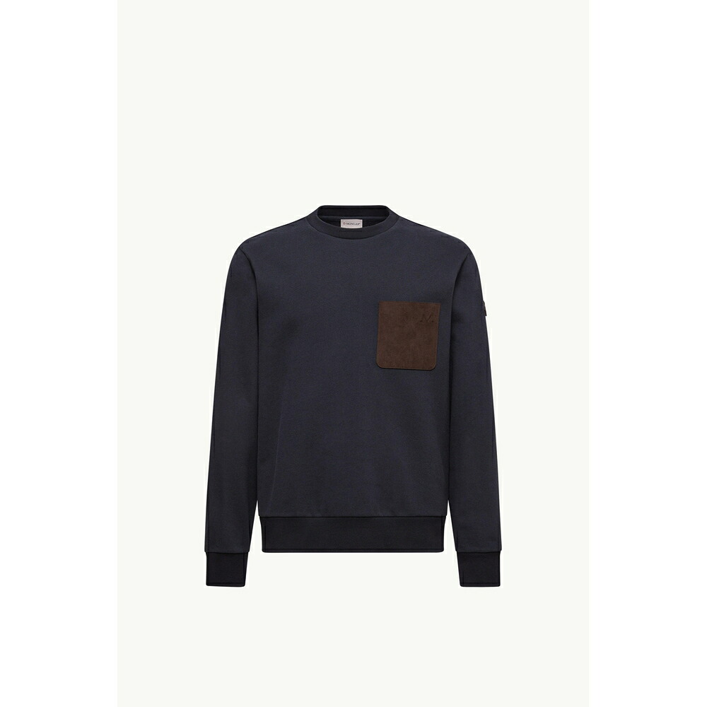 2025/26秋冬 MONCLER モンク軌跡 メンズCOTTON AND CASHMERE SWEATSHIRT WITH POCKET汗水【Blu Navy 】【貨物輸送無料】【定め事品】