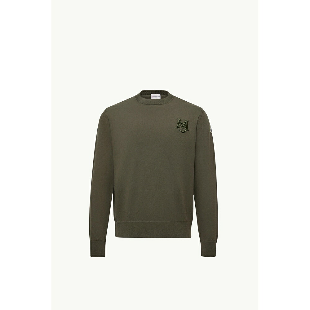2025/26秋冬 MONCLER モンク軌跡 メンズCOTTON SWEATER WITH EMBROIDERY汗水【Verde Oliva 】【貨物輸送無料】【定まり品】