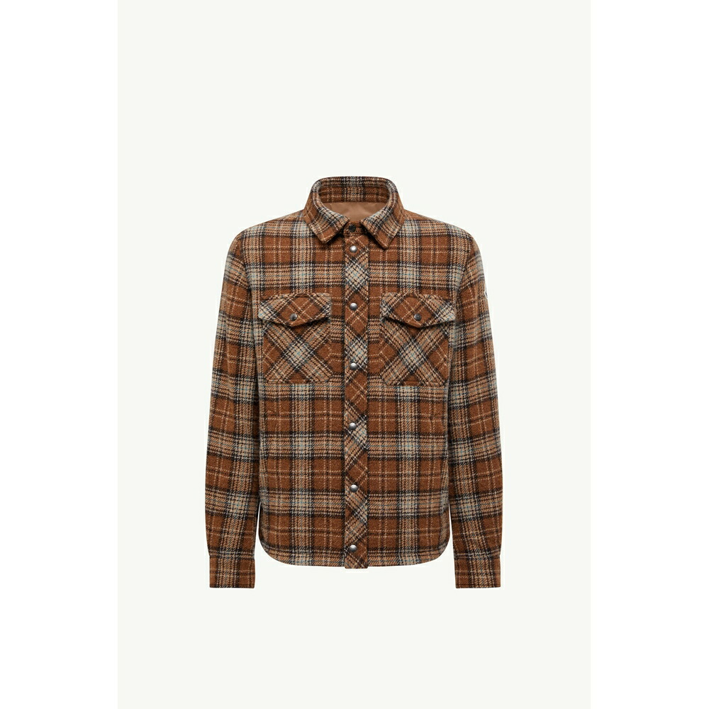 2025/26秋冬 MONCLER モンクレール メンズCHECKED WOOL SHIRT JACKETジャケット【Marrone Chiaro 】【送料無料】【正規品】