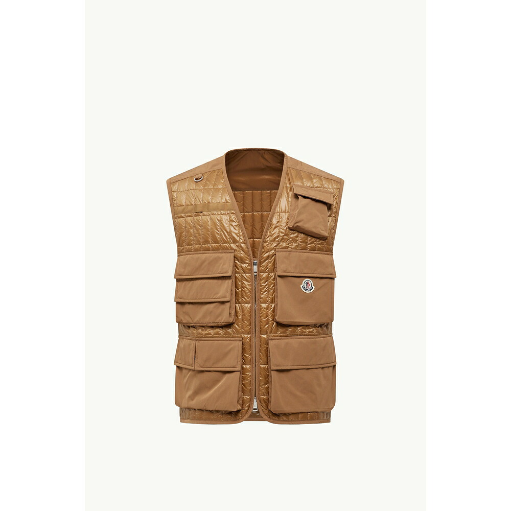 2025/26秋冬 MONCLER モンク軌跡 メンズYTISE PADDED VEST WITH VERTICAL QUILTING落ちこむより良い【Beige Cammello 】【貨物輸送無料】【定め事品】
