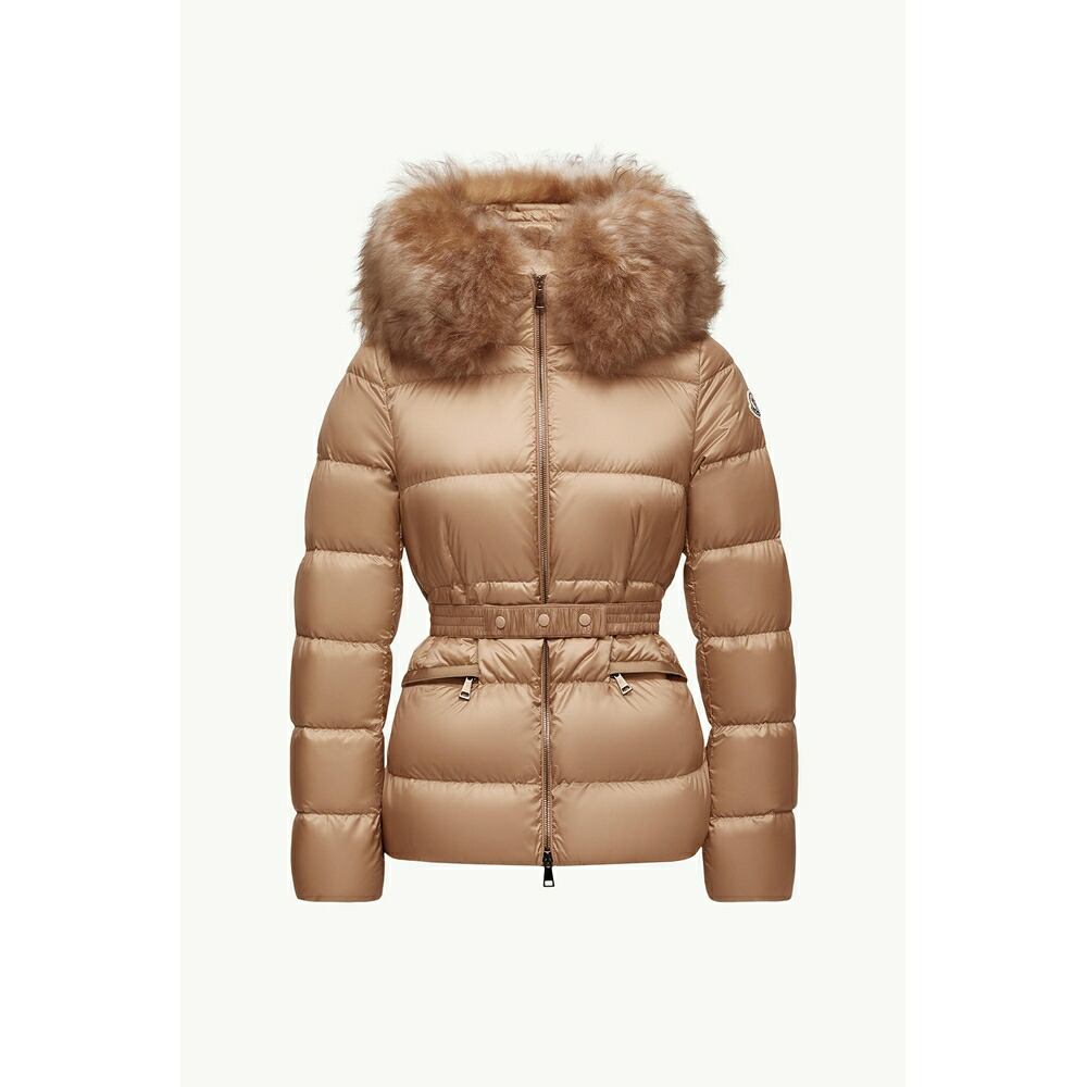 2025/26秋冬 MONCLER モンク軌跡 レディースBOED DOWN JACKET WITH HOOD AND SHEARLING HEM落ち込む上衣【Beige Cammello 】【貨物輸送無料】【置き目品】