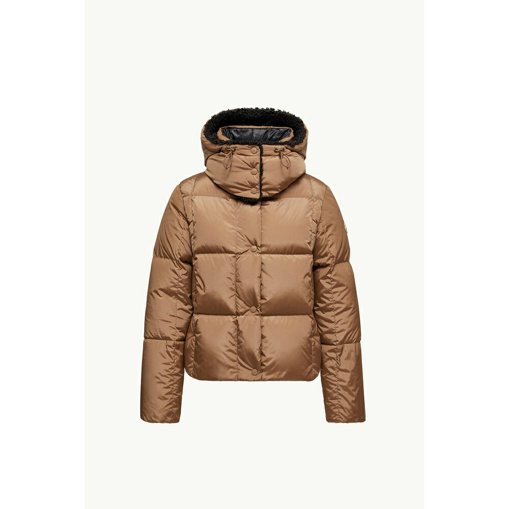 2025/26秋冬 MONCLER モンク軌跡 レディースSHORT DOWN JACKET WITH HOOD AND CHECKED QUILTING落ち込む上衣【Beige Cammello 】【貨物輸送無料】【置き目品】