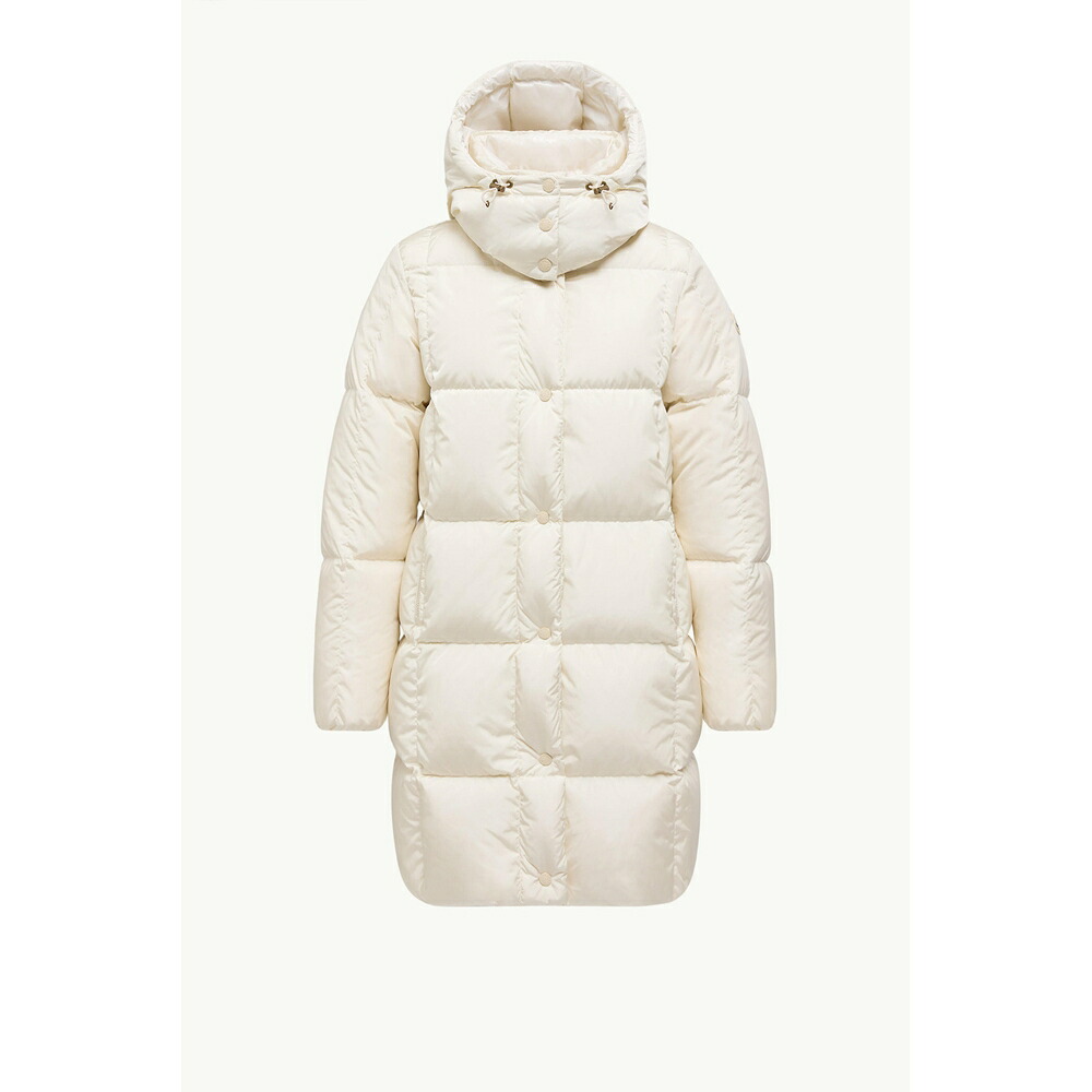 2025/26秋冬 MONCLER モンク軌跡 レディースLONG DOWN JACKET WITH SQUARE QUILTING AND HOOD落ち込む上衣【Bianco 】【貨物輸送無料】【置き目品】