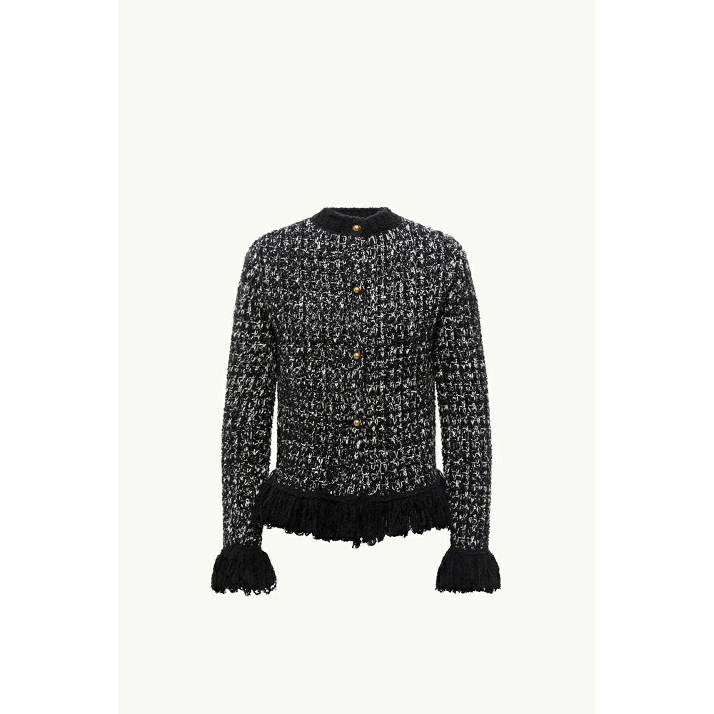 2025/26秋冬 MONCLER モンク軌跡 レディースWOOL-BLEND SWEATER WITH FRINGED HEMティーシャツ【Nero 】【貨物輸送無料】【定まり品】