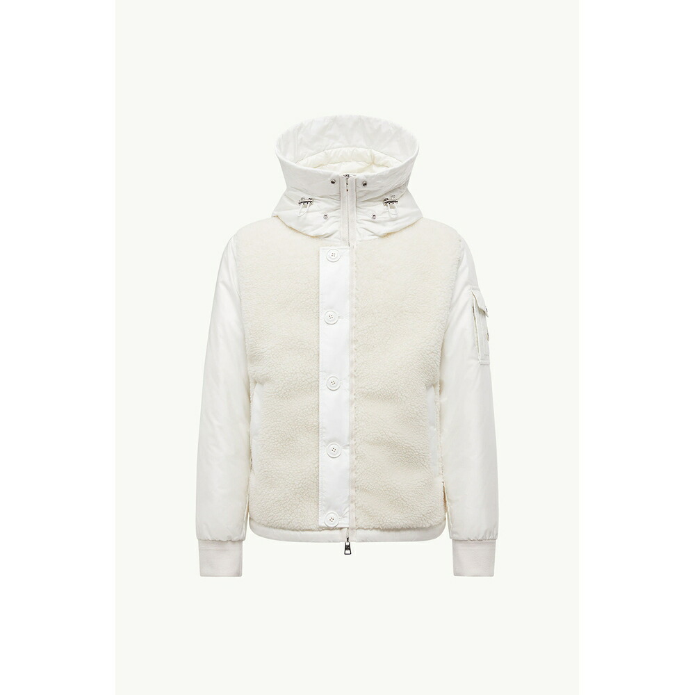 2025/26秋冬 MONCLER モンク軌跡 メンズAUVURGNE SHORT TEDDY-EFFECT DOWN JACKET WITH HOOD落ち込む上衣【Bianco Avorio 】【貨物輸送無料】【置き目品】