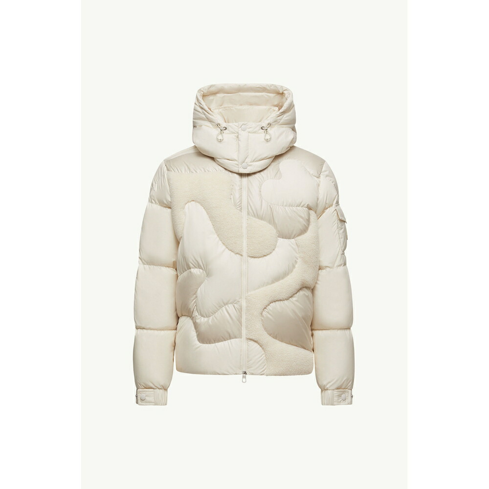 2025/26秋冬 MONCLER モンク線路 メンズCANDES SHORT DOWN JACKET WITH HOOD AND TEDDY INTARSIA落ちこむ上衣【Bianco 】【貨物輸送無料】【置き目品】